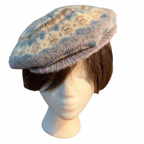 VTG ARIS OS Retro Knit Beret Flat-Cap Cabbie-Hat Nordic Fair Isle 1444MM - Picture 1 of 9